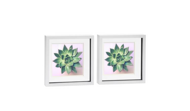 Nicola Spring 3D Box Photo Frames - 10 x 10" with Mount - Set of 2 - White