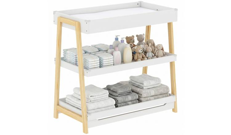 AIYAPLAY 0-12 Months 2 Shelf Baby Changing Table – White