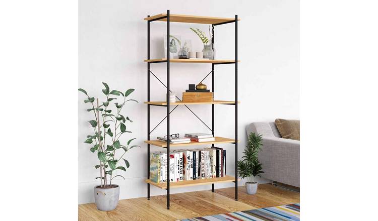 Walplus Engineered Wood Shelving Unit - Oak - 80 x 40 x 163 cm