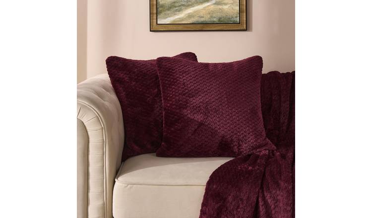 OHS 2 Pack Waffle Fleece Cushion Covers 45 x 45cm - Wine