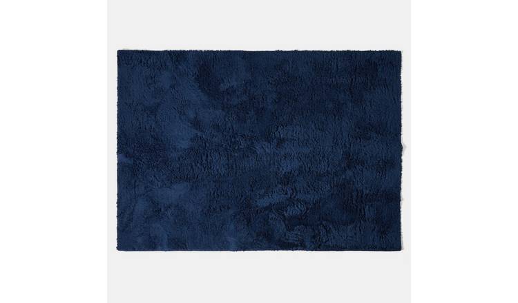 OHS Cosy Teddy Non-Slip Rug - 120 x 170cm - Navy