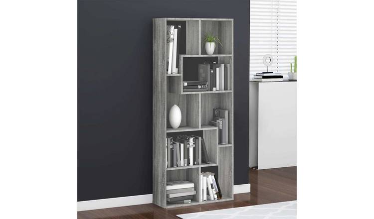 Walplus Engineered Wood Book Cabinet - Grey and Oak - 67 x 24 x 161 cm