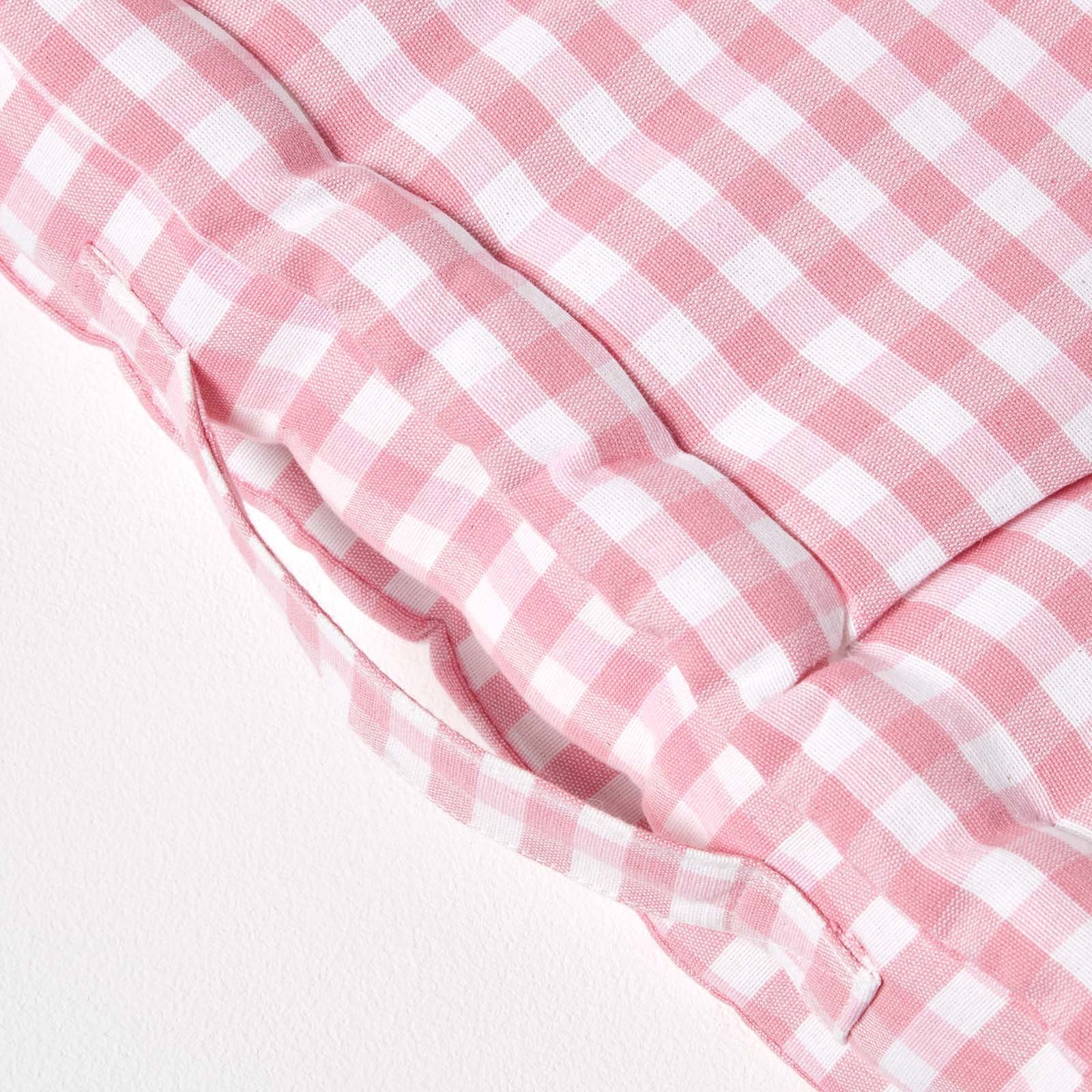 Homescapes Gingham Check Cotton Floor Cushion - 40 x 40 cm - Pink - Image 4