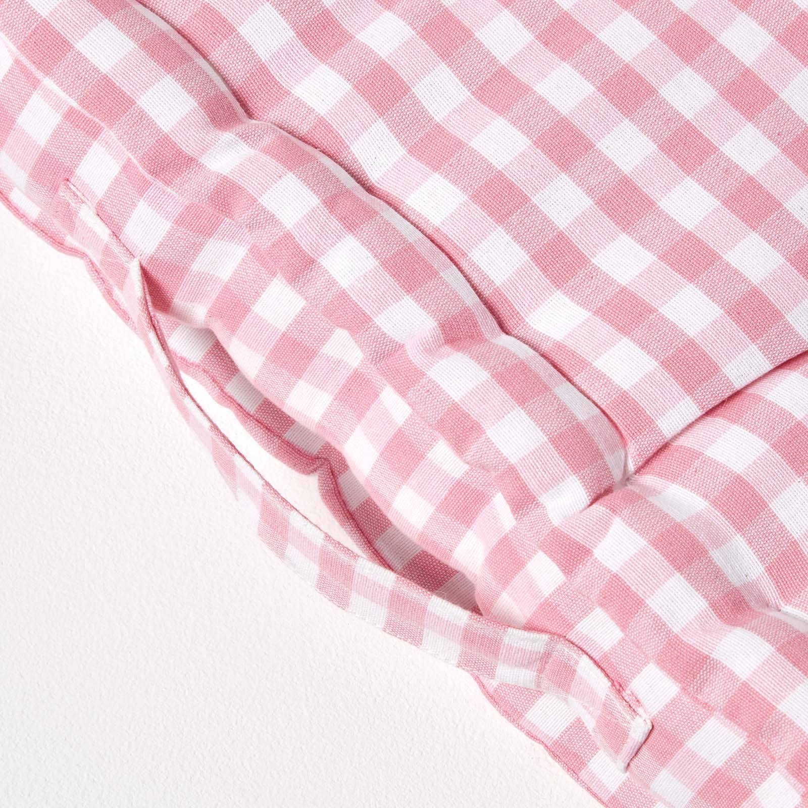 Homescapes Gingham Check Cotton Floor Cushion - 40 x 40 cm - Pink - Image 4