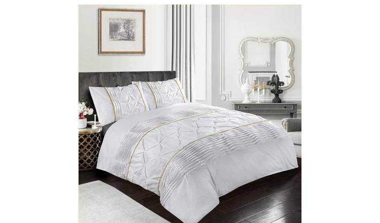 HomeSpace Direct Eleanor White Duvet Cover Set - Super King