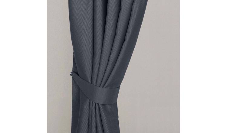 Homescapes Pack of 2 Herringbone Chevron Curtain Tie Backs – Dark Grey