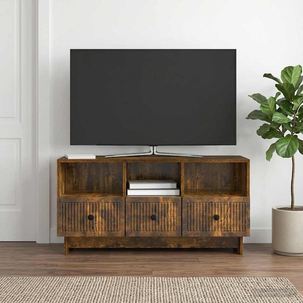 Walplus Engineered Wood TV Cabinet - Smoked Oak - 102 x 34.5 x 50 cm - Image 1