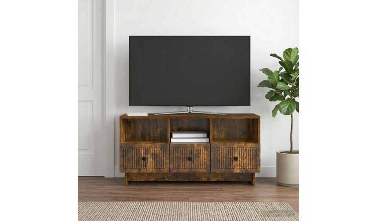 Walplus Engineered Wood TV Cabinet - Smoked Oak - 102 x 34.5 x 50 cm
