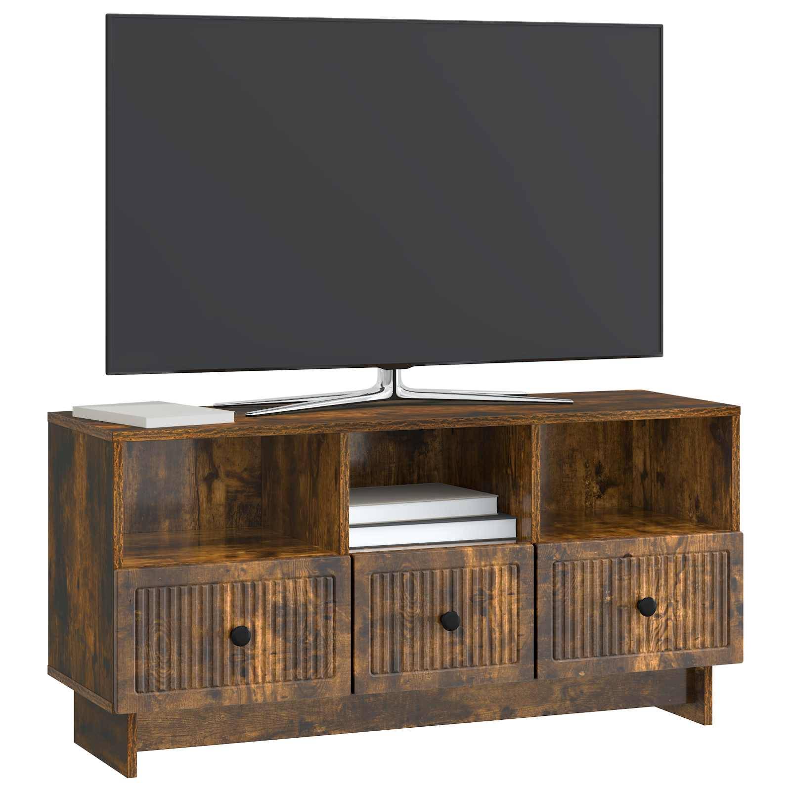 Walplus Engineered Wood TV Cabinet - Smoked Oak - 102 x 34.5 x 50 cm - Image 3