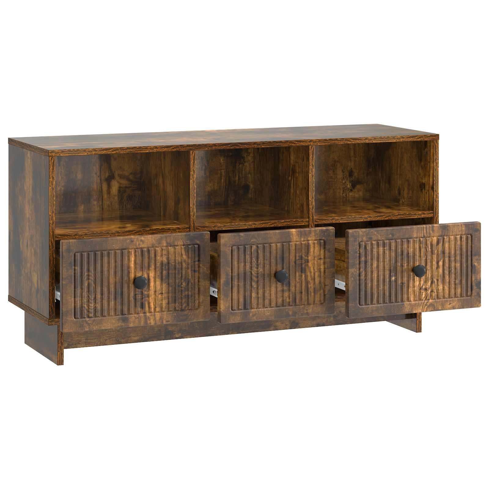 Walplus Engineered Wood TV Cabinet - Smoked Oak - 102 x 34.5 x 50 cm - Image 4