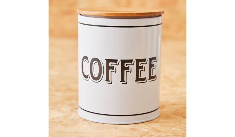 Orsina Grocer Metal Coffee Canister – White