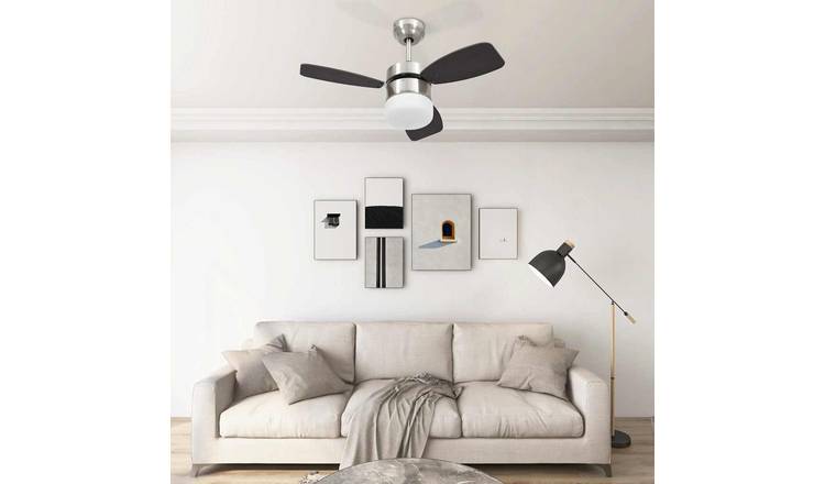 Walplus Ceiling Fan with Light and Remote Control - Dark Brown - 76 x 41.5 cm