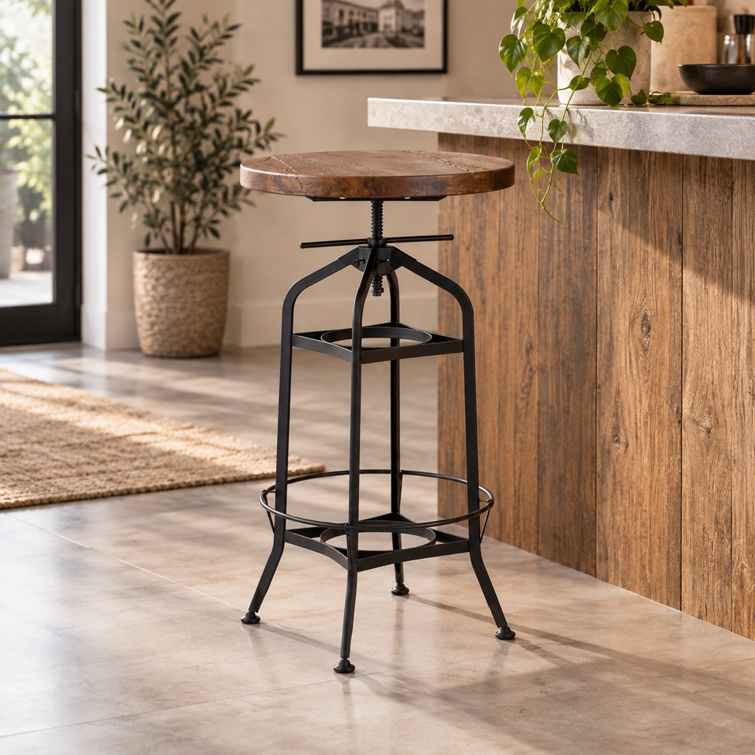 Orsina New Foundry Adjustable Bar Table – Walnut and Black - Image 2