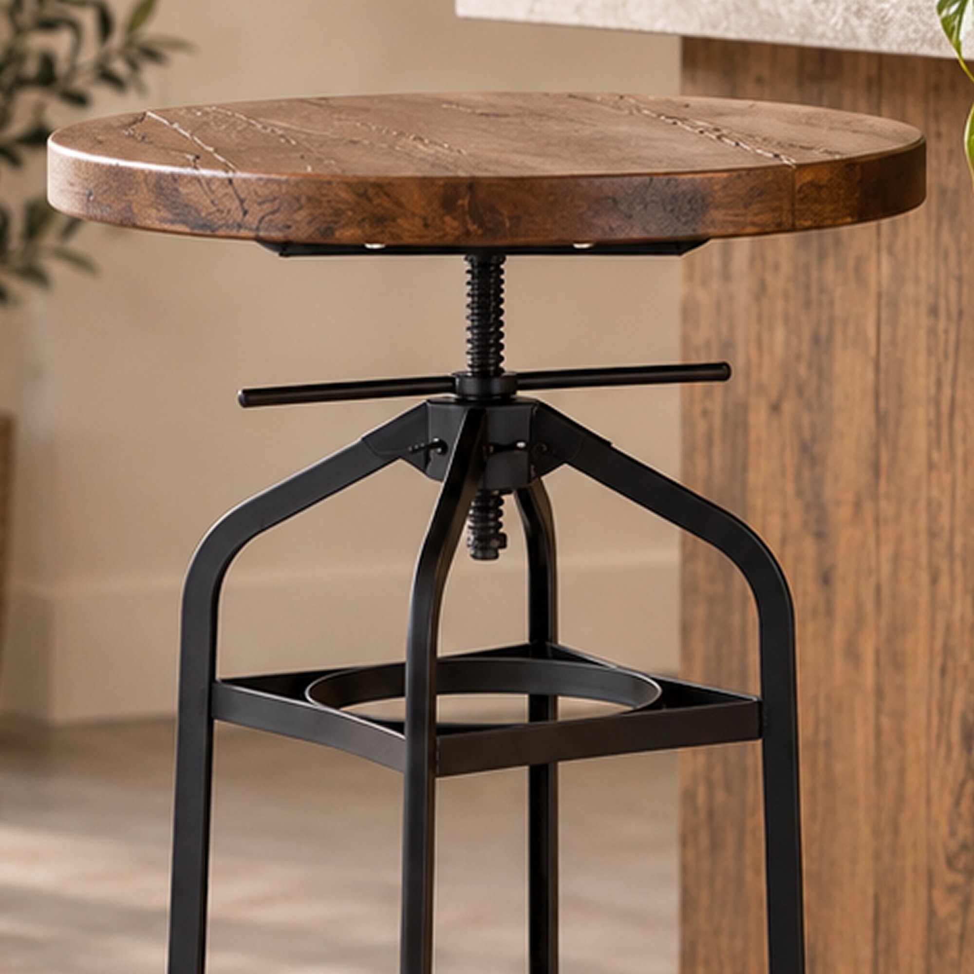 Orsina New Foundry Adjustable Bar Table – Walnut and Black - Image 3