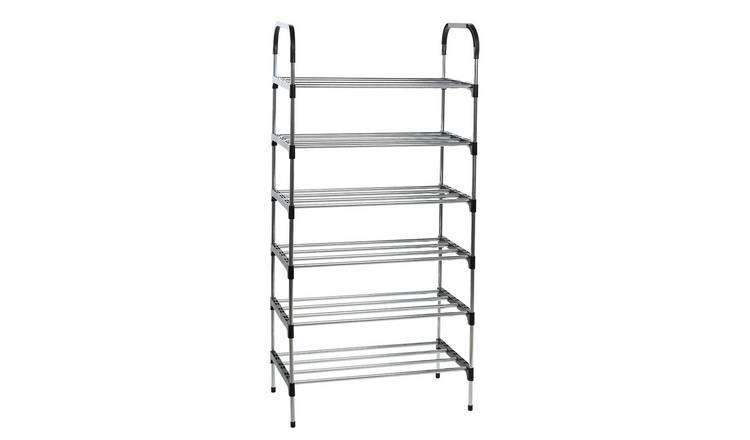 Living and Home 6 Shelf Open Shoe Rack - Black