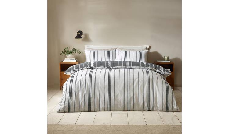 Catherine Lansfield Harbour Stripe Duvet Cover Set - Single - Black