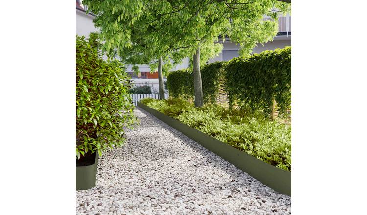 Walplus Pack of 10 Cold-rolled Steel Lawn Edgings - Olive Green - 20 x 103 cm