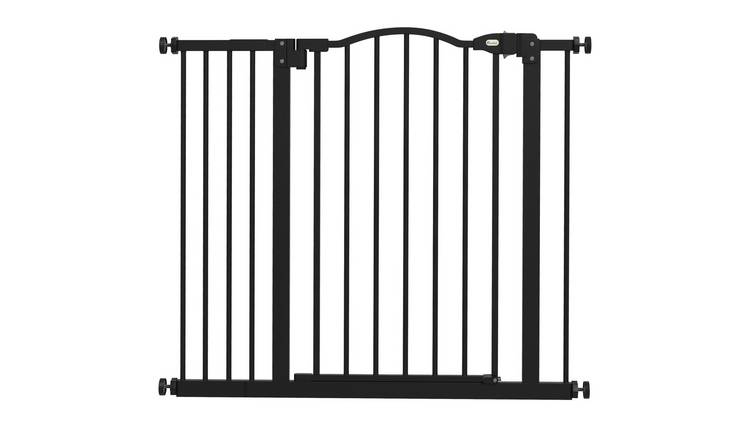 PawHut Pressure Fit Auto Close Dog Safety Gate - 74-94cm x 78cm - Black