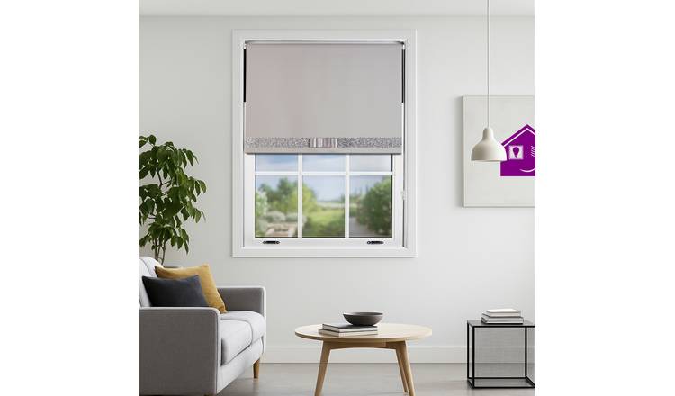 Furnished Grey Blackout Roller Blind Glitter and Bow - 85 x 165cm