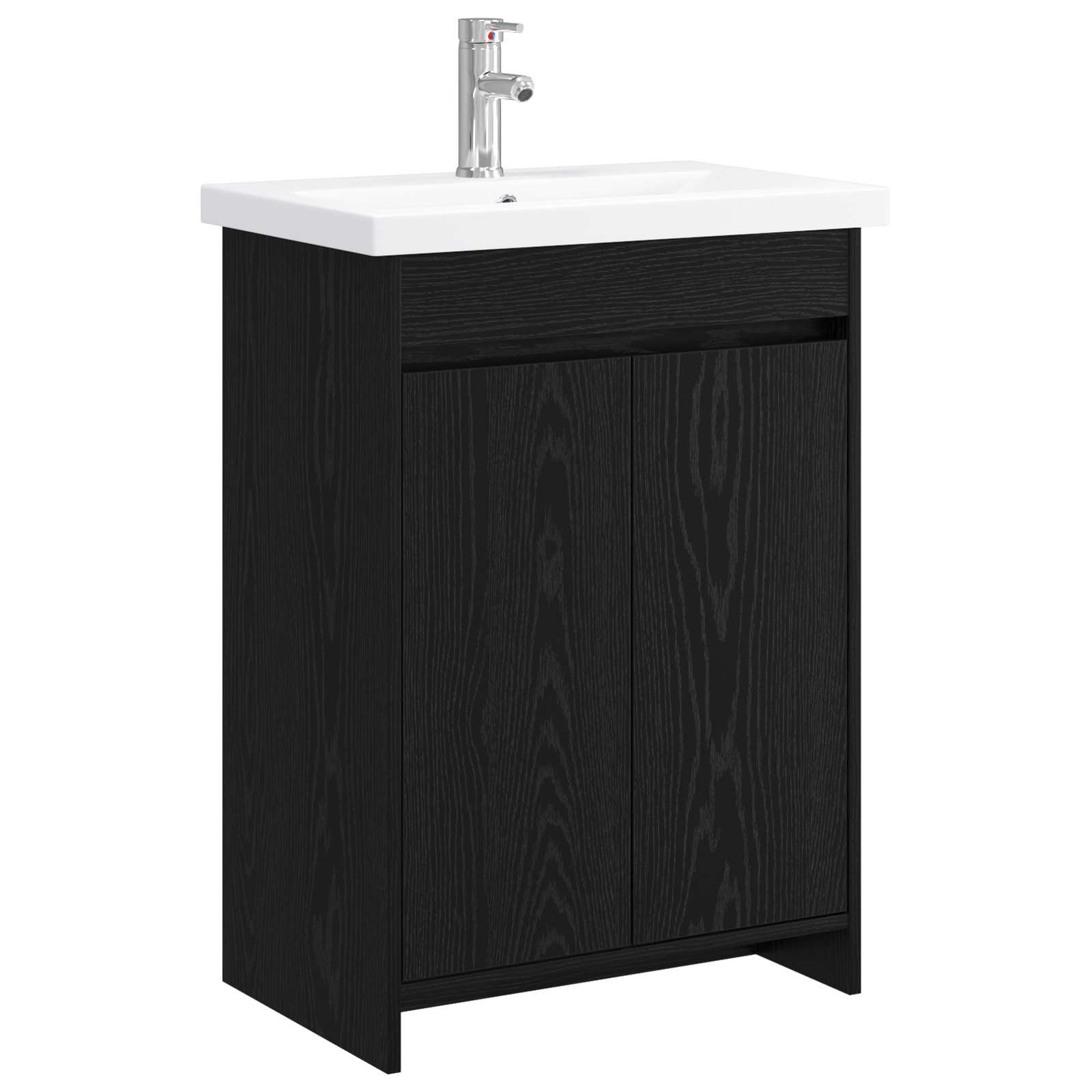Walplus Wood Bathroom Set with 1 Shelf - Black Oak - 81 x 40 x 84.5 cm - Image 2
