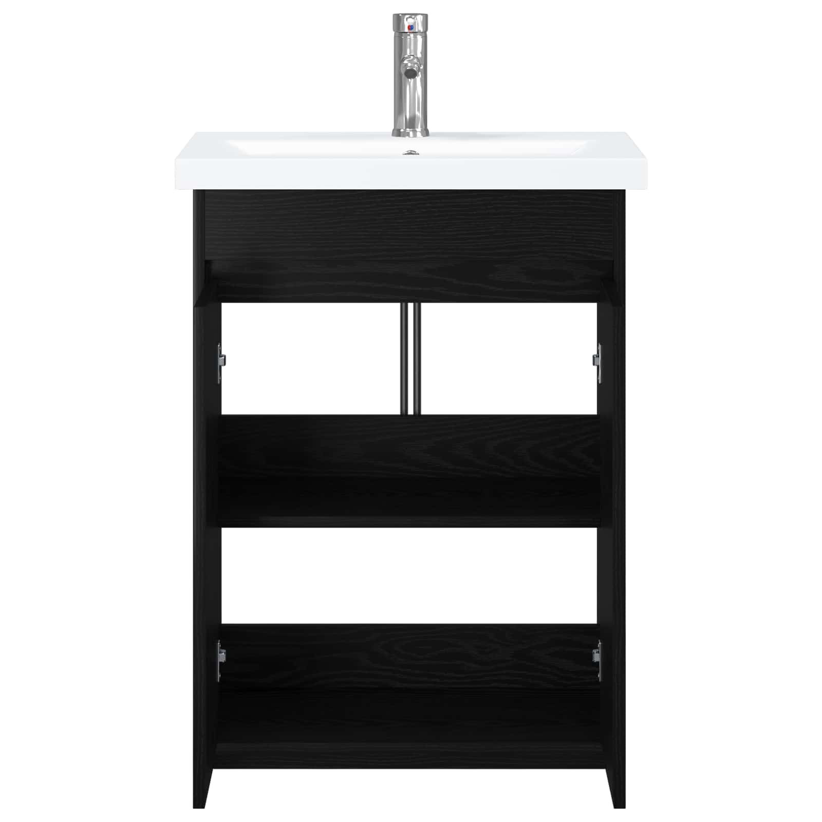 Walplus Wood Bathroom Set with 1 Shelf - Black Oak - 81 x 40 x 84.5 cm - Image 3