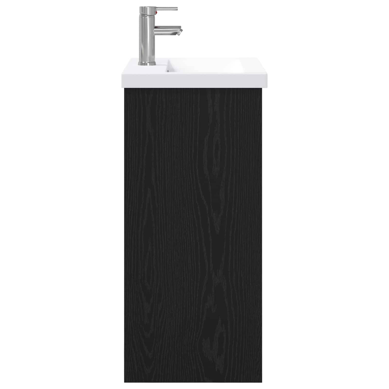 Walplus Wood Bathroom Set with 1 Shelf - Black Oak - 81 x 40 x 84.5 cm - Image 6