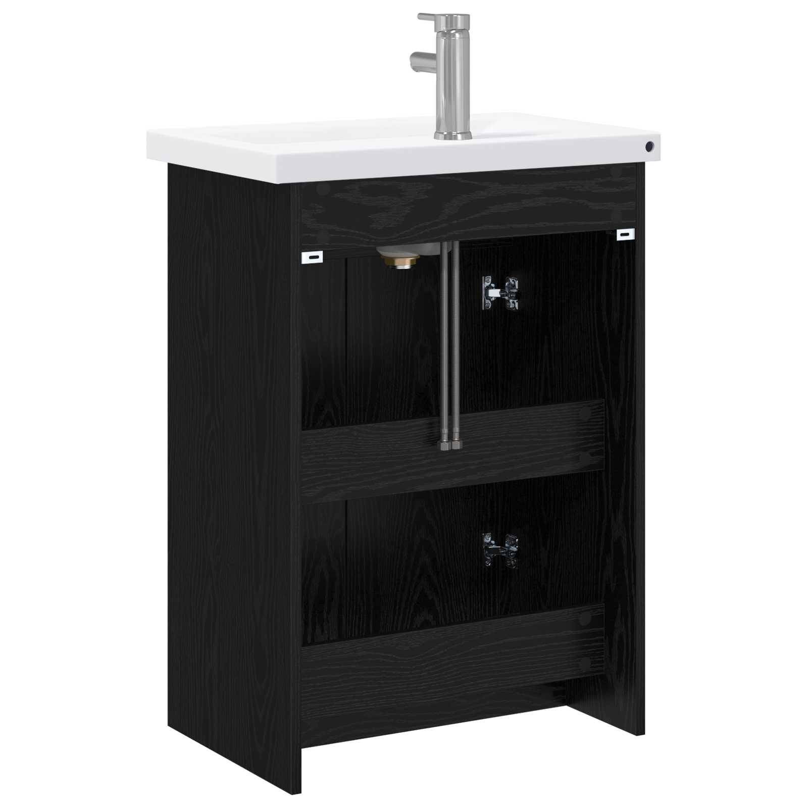 Walplus Wood Bathroom Set with 1 Shelf - Black Oak - 81 x 40 x 84.5 cm - Image 7