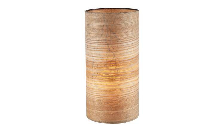 Happy Homewares Brown Bamboo Wood Effect with Black Woodland Table Lamp - 13cm