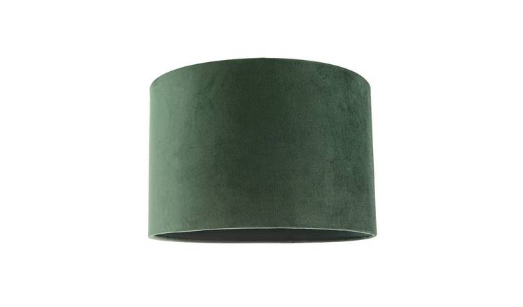 Happy Homewares Soft Velvet Forest Green Fabric Round Lampshade - 30cm