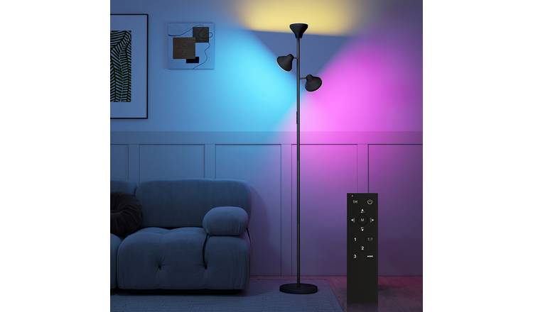 HOMCOM 3-Head RGB And White Colour Temperature Tree Floor Lamp - Black