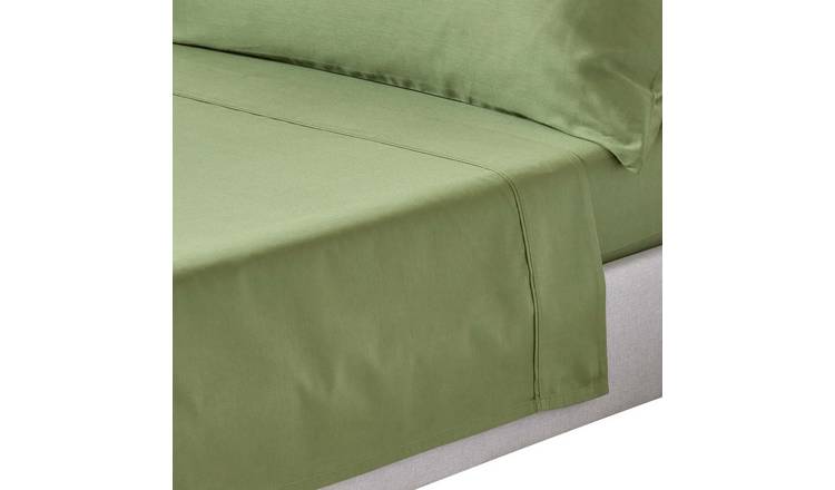 Homescapes Organic Egyptian Cotton Moss Green Flat Sheet - Single