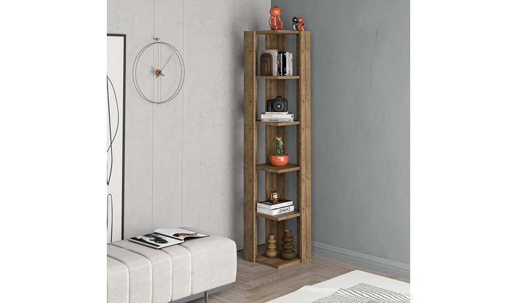 Decortie Nati Corner Particleboard Bookcase - Dark Oak