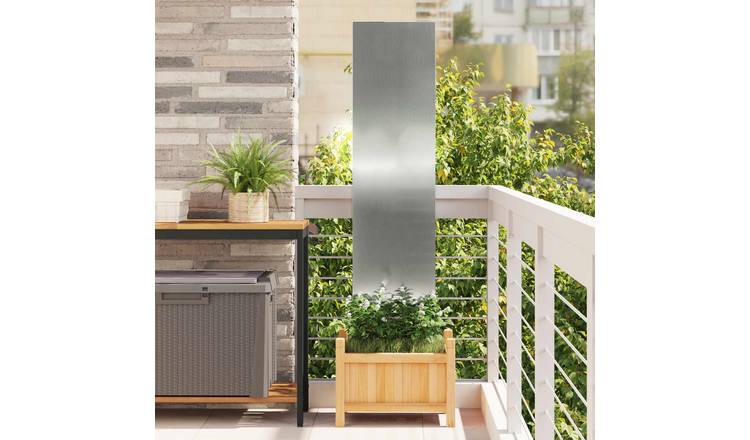 Walplus Galvanised Steel Garden Privacy Screen - Silver - 32 x 1.7 x 140 cm