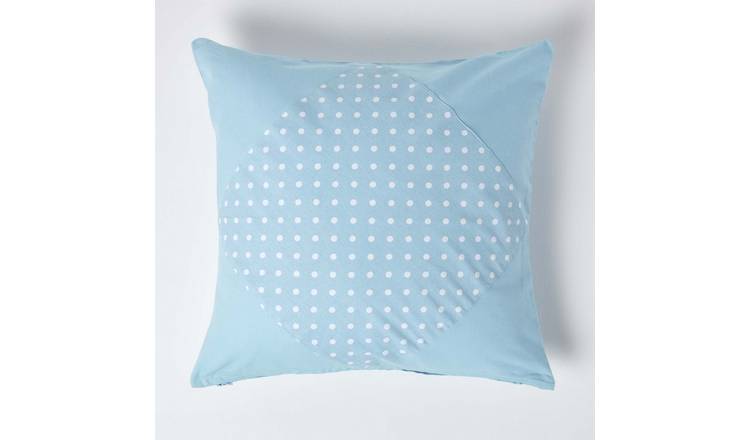 Homescapes Blue Cotton Polka Dot Cushion Cover - 45 x 45 cm