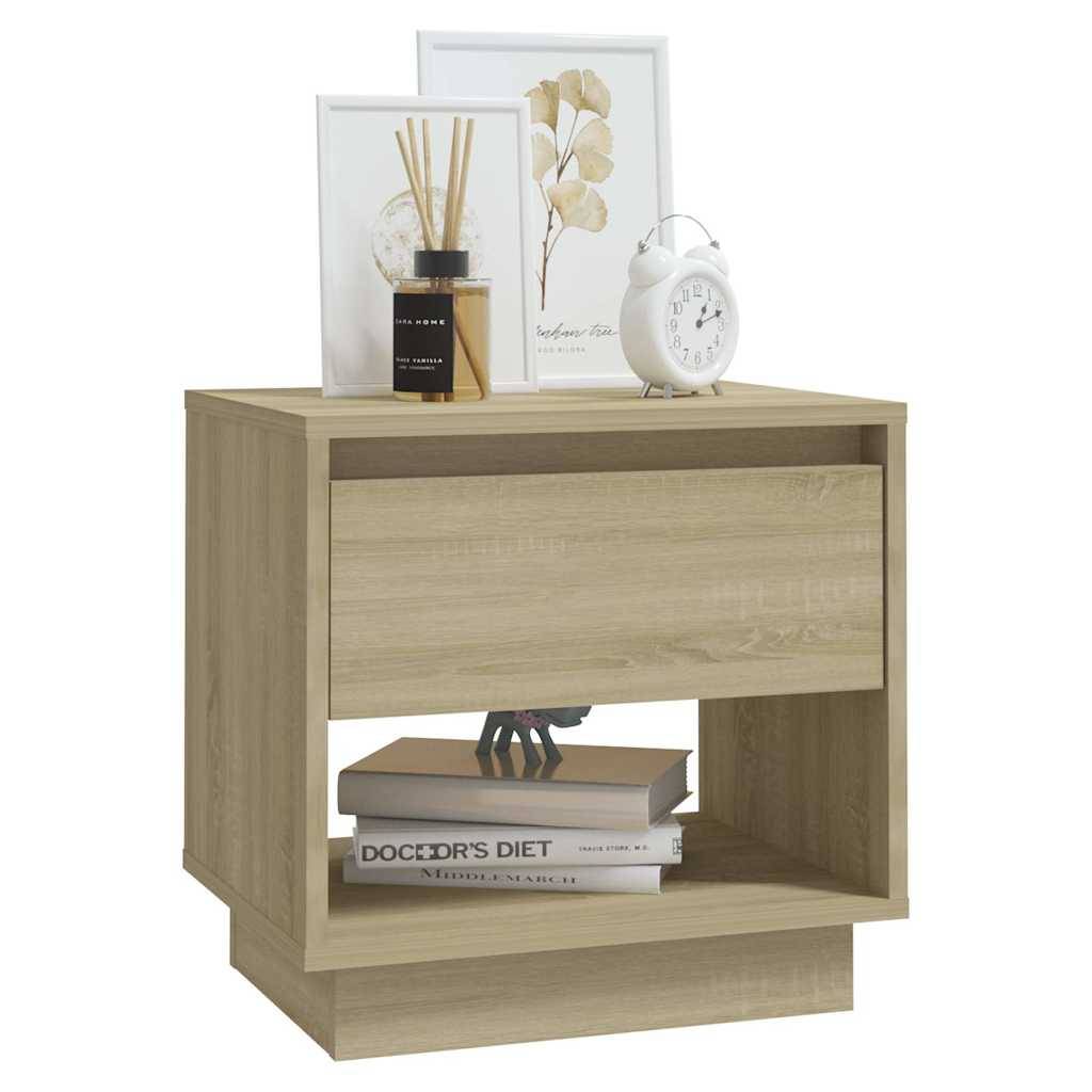Walplus Pack of 2 Engineered Wood Bedside Cabinet - Light Oak - 45 x 34 x 44 cm - Image 4