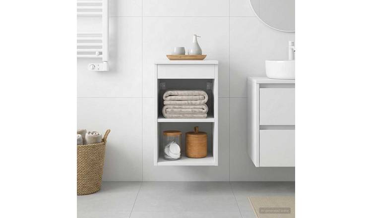 Walplus Engineered Wood Bathroom Cabinet with 1 Shelf - White - 30 x 41 x 50 cm