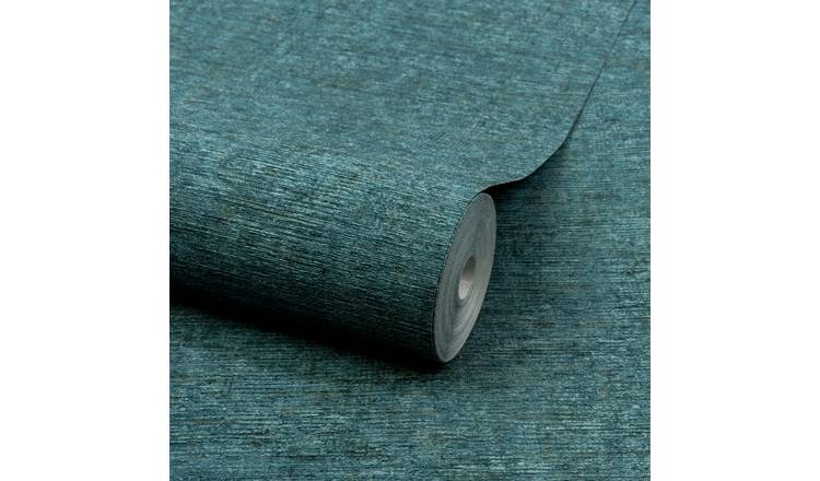 Grandeco Boutique Dakota Natural Texture Embossed Wallpaper - Teal