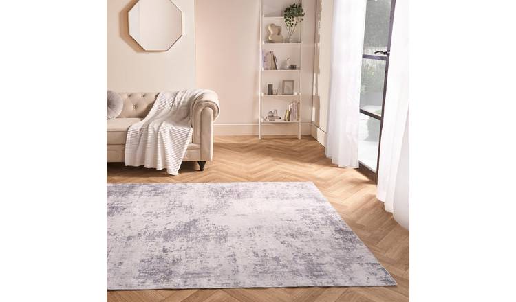 OHS Washable Abstract Printed Rug - 120 x 170cm - Charcoal