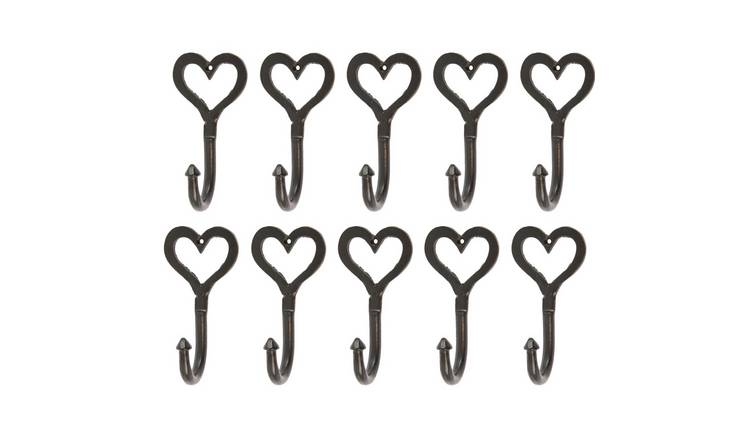 Hammer & Tongs Single Heart Hook - Black - Pack of 10