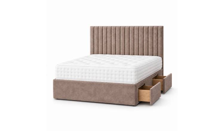 Comfy Deluxe 4ft6 Double    2 Drawer Suede  Divan Bed Set -  Beige