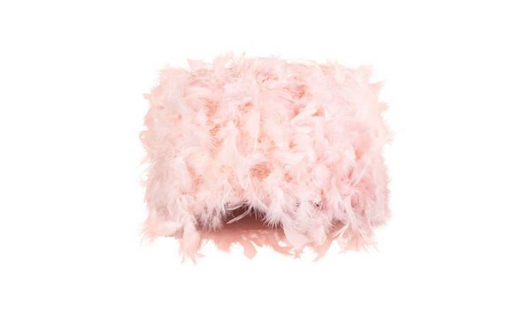 Happy Homewares Real Pink Feather Drum with Inner Cotton Lining Lampshade - 25cm