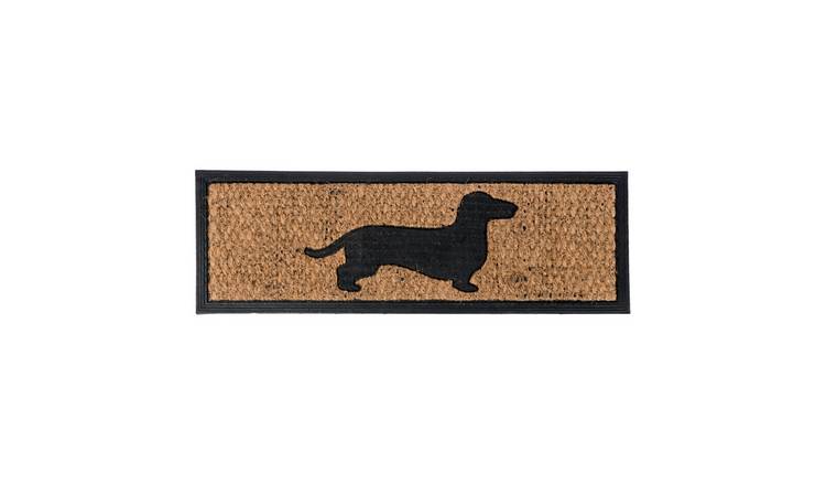 Homescapes Black Dog Silhouette Non-Slip Coir Doormat