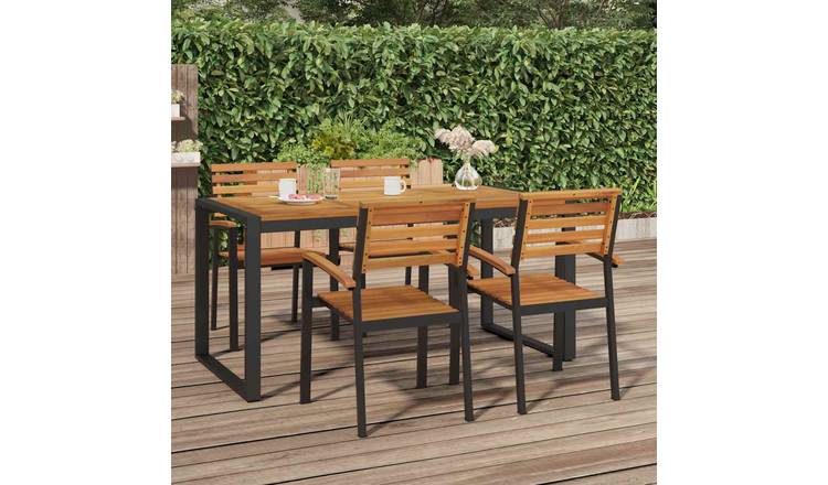 Walplus Acacia Wood Garden Table with U Shaped Legs - Brown - 160 x 80 x 75 cm