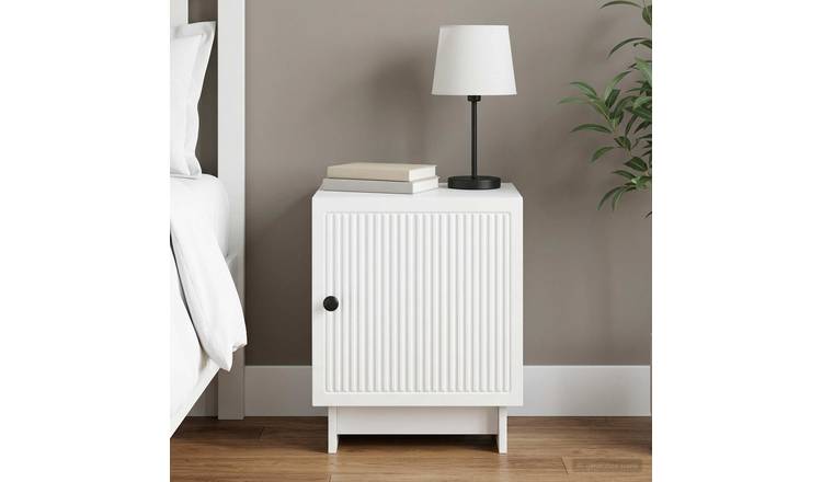 Walplus Engineered Wood Bedside Cabinet - White - 43 x 34.5 x 50 cm