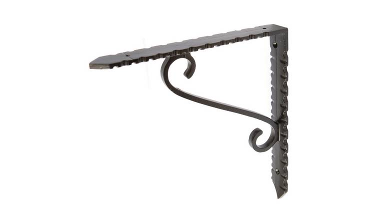 Hammer & Tongs Notched Scroll Iron Shelf Bracket - Black