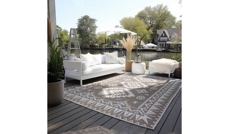 Hanse Home Beige Dynamic Oriental Reversible Outdoor Rug - 80 x 150cm