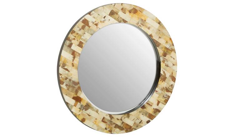 Orsina Obra Round Mother of Pearl Wall Mirror – Cream