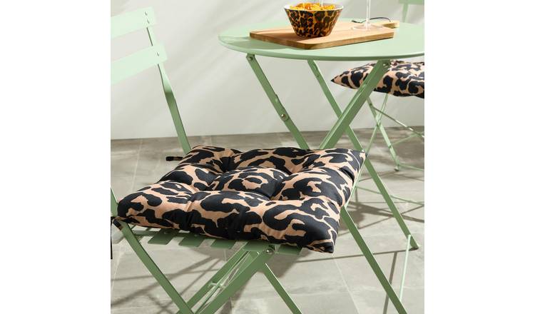 OHS 2 Pack Leopard Filled Garden Seat Pads 40 x 40cm - Natural