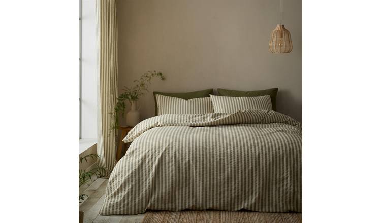 Pineapple Elephant Woven Stripe Duvet Cover Set - Single - Green