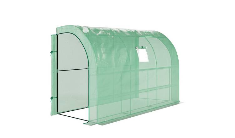 Outsunny Walk-In Lean to Wall 3 Tier 6 Shelf Greenhouse – Green